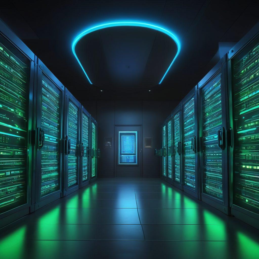 A digitally secured vault overflowing with glowing data files, surrounded by digital locks and shields to symbolize protection. Include diverse people sharing files through holographic devices, showcasing trust and collaboration. Bright colors to emphasize positivity and safety, contrasted with a dark, security-themed background. super-realistic. vibrant colors.